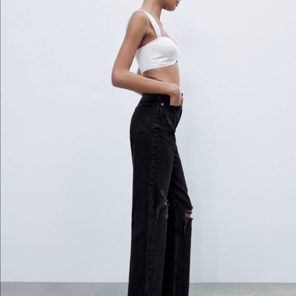 ZARA Ripped Wide Leg Jeans - Picture 5 of 12